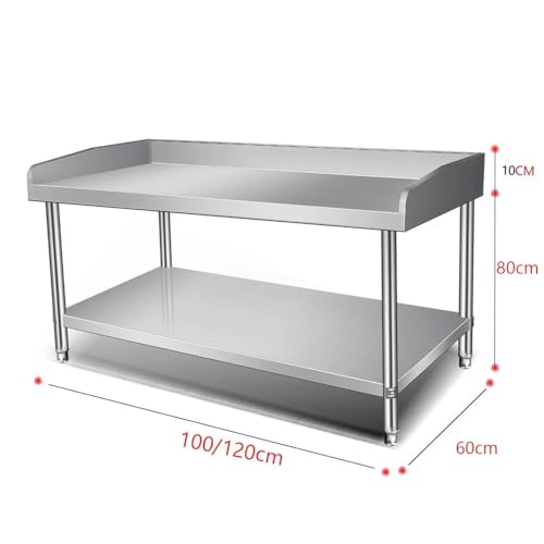 Stainless Steel Table with Backsplash,Commercial Stainless Steel Kitchen Prep Table,Stainless Steel Work Table,with Undershelf and Adjustable Feet,for Commercial and Home.
