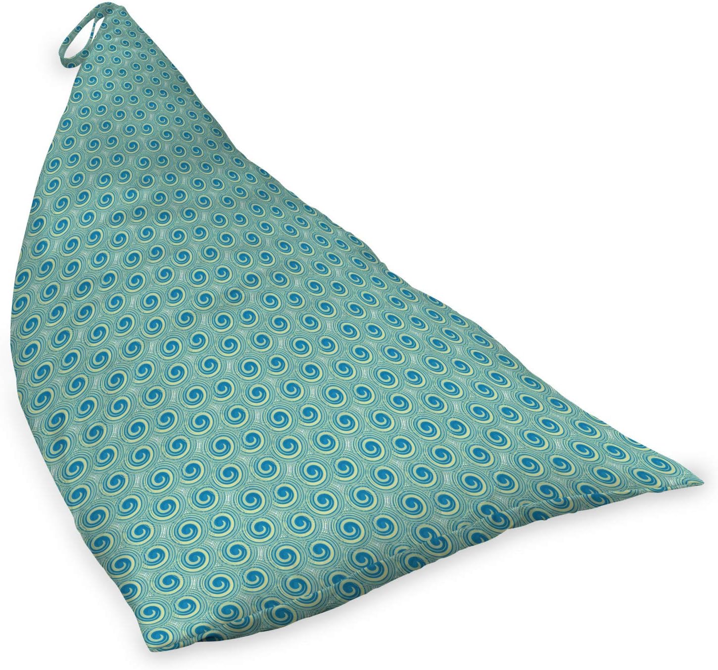 Ambesonne Abstract Lounger Chair Bag, Continuous Swirls Circle Elements Retro Traditional Fashion Pattern, High Capacity Storage with Handle Container, Lounger Size, Sea Blue and Pale Green