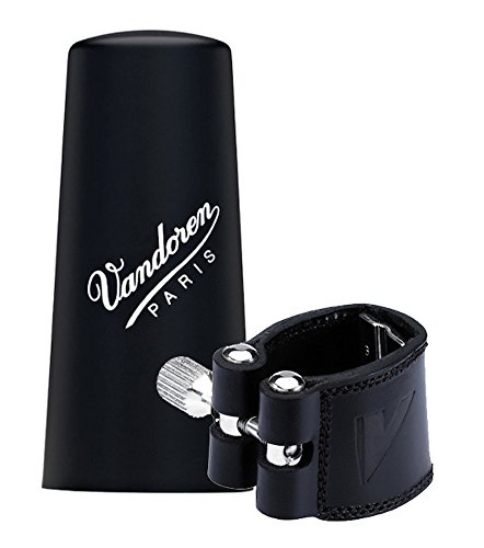 Vandoren LC27P Leather Ligature and Plastic Cap for Alto Sax with 3 Interchangeable Pressure Plates , black