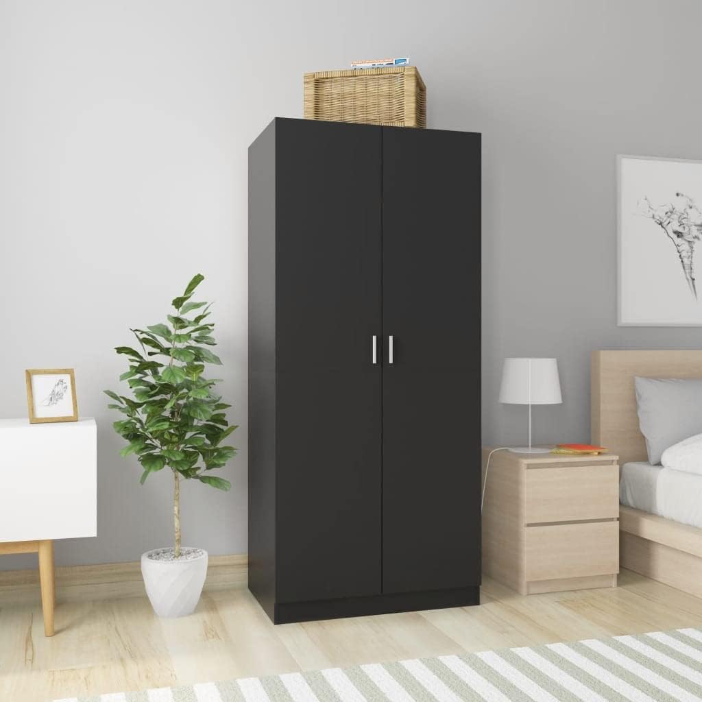 Wardrobe Black 80x52x180 cm Engineered Wood.Cabinets & Storage,Cupboards & Wardrobes