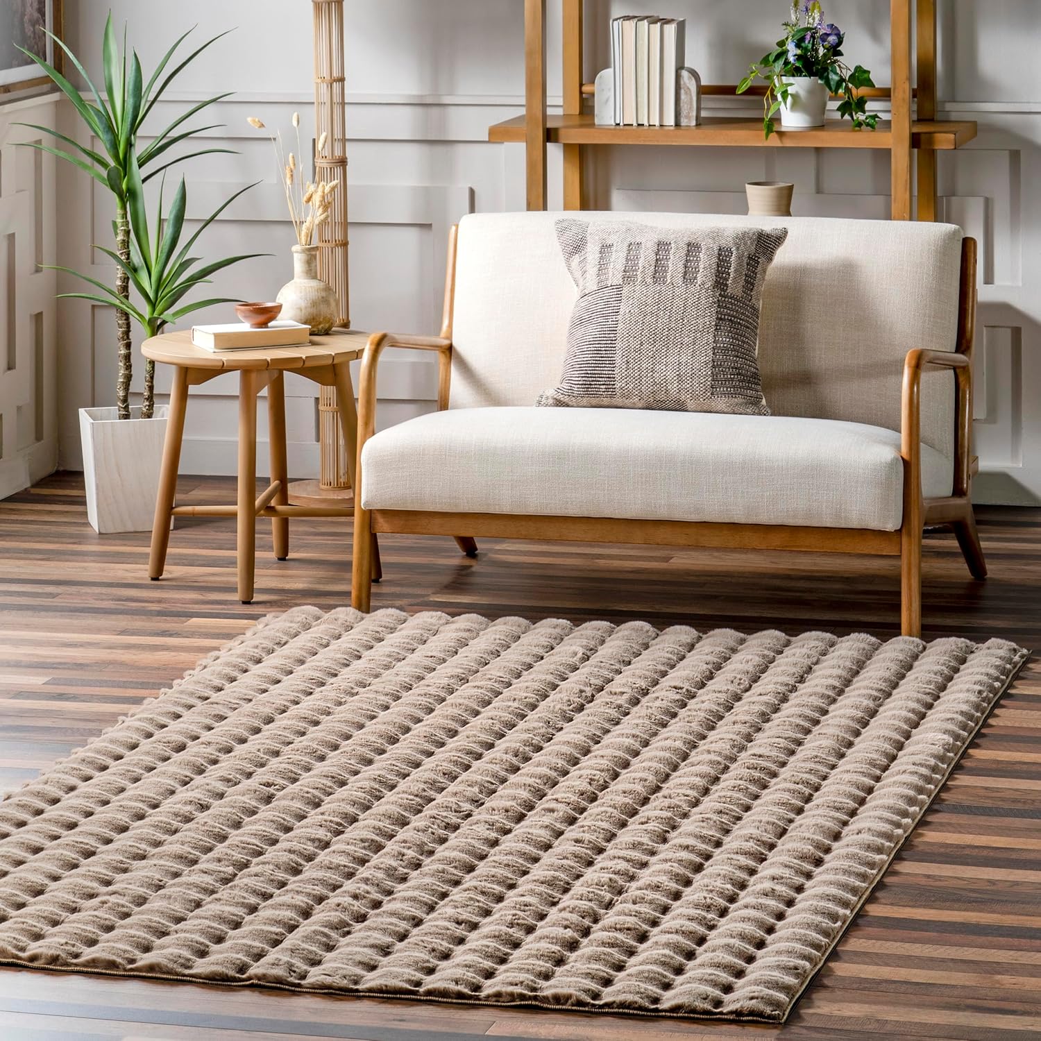 nuLOOM Jeni Solid 4x6 Machine Washable Area Rug for Living Room Bedroom Dining Room Kitchen, Taupe