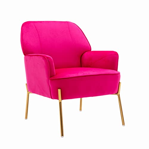 ZOBIDO Comfy Velvet Accent Chair with Glam Metal Legs for Dining Room Bedroom Living Room Beauty(rose red)