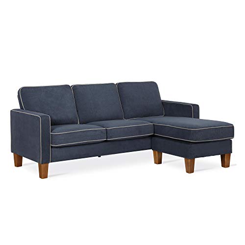 Novogratz Bowen Sectional Sofa with Contrast Welting, Gray
