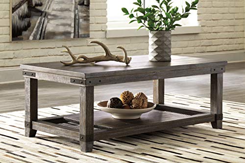 Signature Ashley Rustic End Table and Danell Ridge Rectangular Coffee Table with Iron Accents