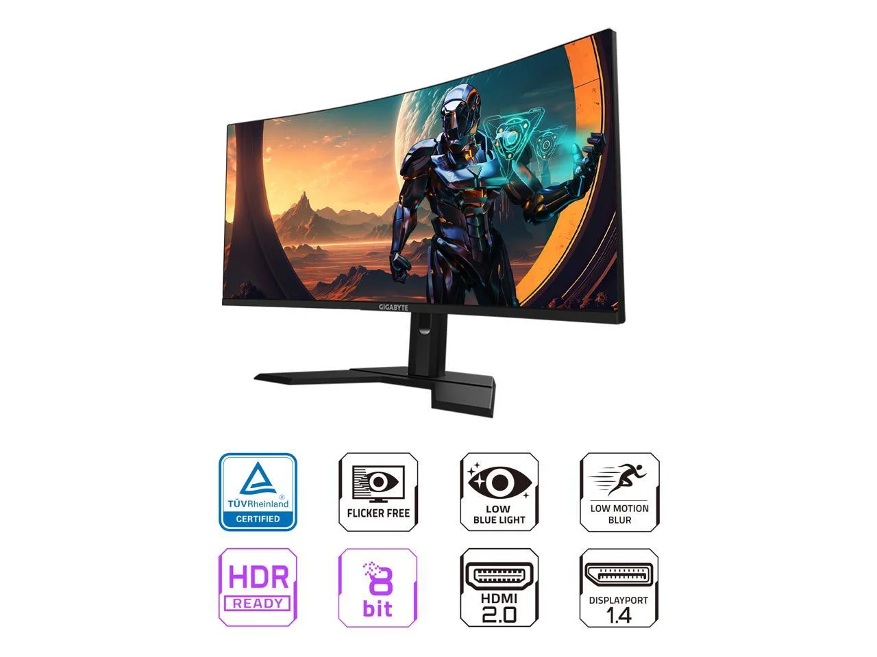 "GIGABYTE GS34WQC 34"" Curved Gaming Monitor, WQHD, 120Hz/OC 135Hz, 1ms, HDMI, DP - Black"