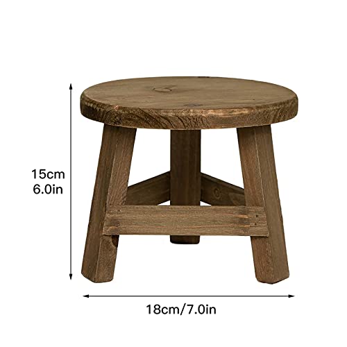 Keebgyy 2PCS Wooden Planter Stand Indoor, Mini Wood Stool Display Stand Flower Pot Holder Retro Succulent Plant Base for Indoor Outdoor Home Garden Decoration,6x7Inch