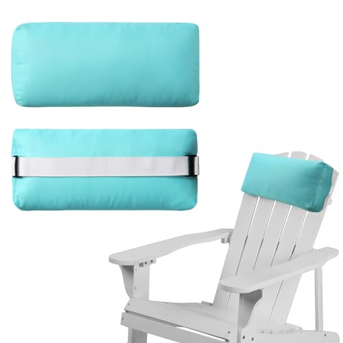 Chaise Lounge Head Pillow, 2 Pack Outdoor Lounge Chair Pillows with Adjustable Strap Longue Head Pillow Headrest Pillows for Patio Backyard Beach Pool Garden Recliner(Beige)