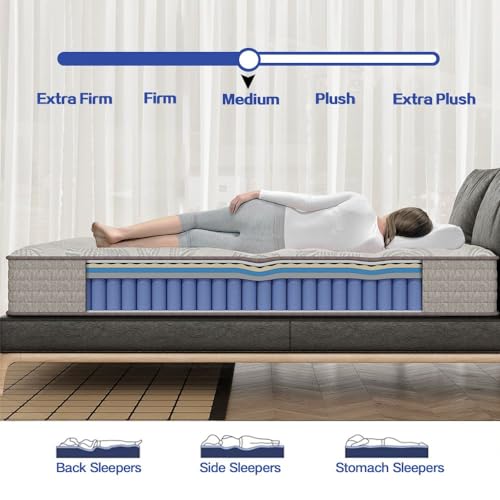 12 Inch Full Size Mattress，Memory Foam Mattress，Hybrid Mattress in a Box，Full Mattress Medium Firm for Good Night Sleep，Pressure Relief，CertiPUR-US Certified (Full)