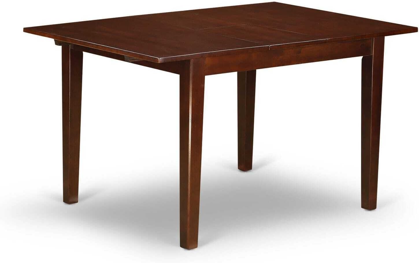 5Pc Dining Room Table Set 4 Kitchen Chair with Wooden Seat and Slatted Chair Back Beachy Beauty Leaf Dining Table Mahogany Finish