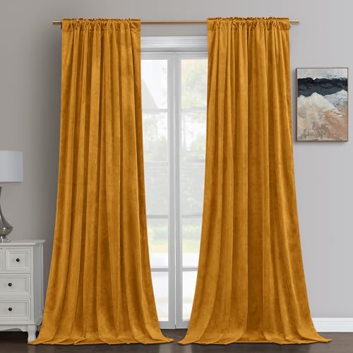 HOMEIDEAS Teal Green Velvet Curtains 52 X 96 Inches, 2 Panels Thick and Luxury Room Darkening Curtains/Drapes, Thermal Insulated Pocket Back Tab Window Curtains for Living Room