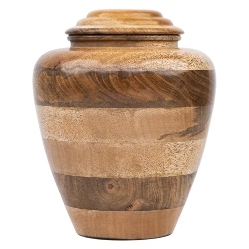 Wooden Urns for Human Ashes for Adults Upto 250 lbs | Adult - Male, Female | Cremation Memorial Ash Urn | Natural Mango Wood Large Keepsake Urn – 10.0 Inches, 1 Pc