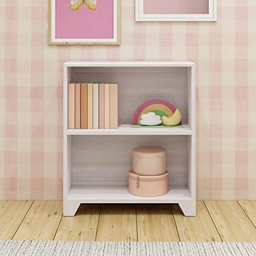 Max & Lily Modern Farmhouse 2-Shelf Bookcase, Solid Wood Bookshelves for Kids Bedroom, Driftwood