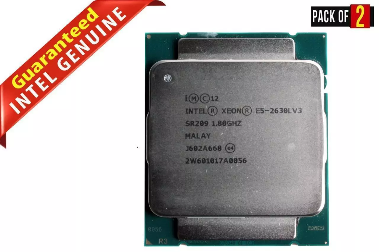Pre-Owned Lot x2 SR209 INTEL XEON E5-2630L V3 8 CORE 1.80GHz 20M 8 GT/s 55W Processor YVTN6