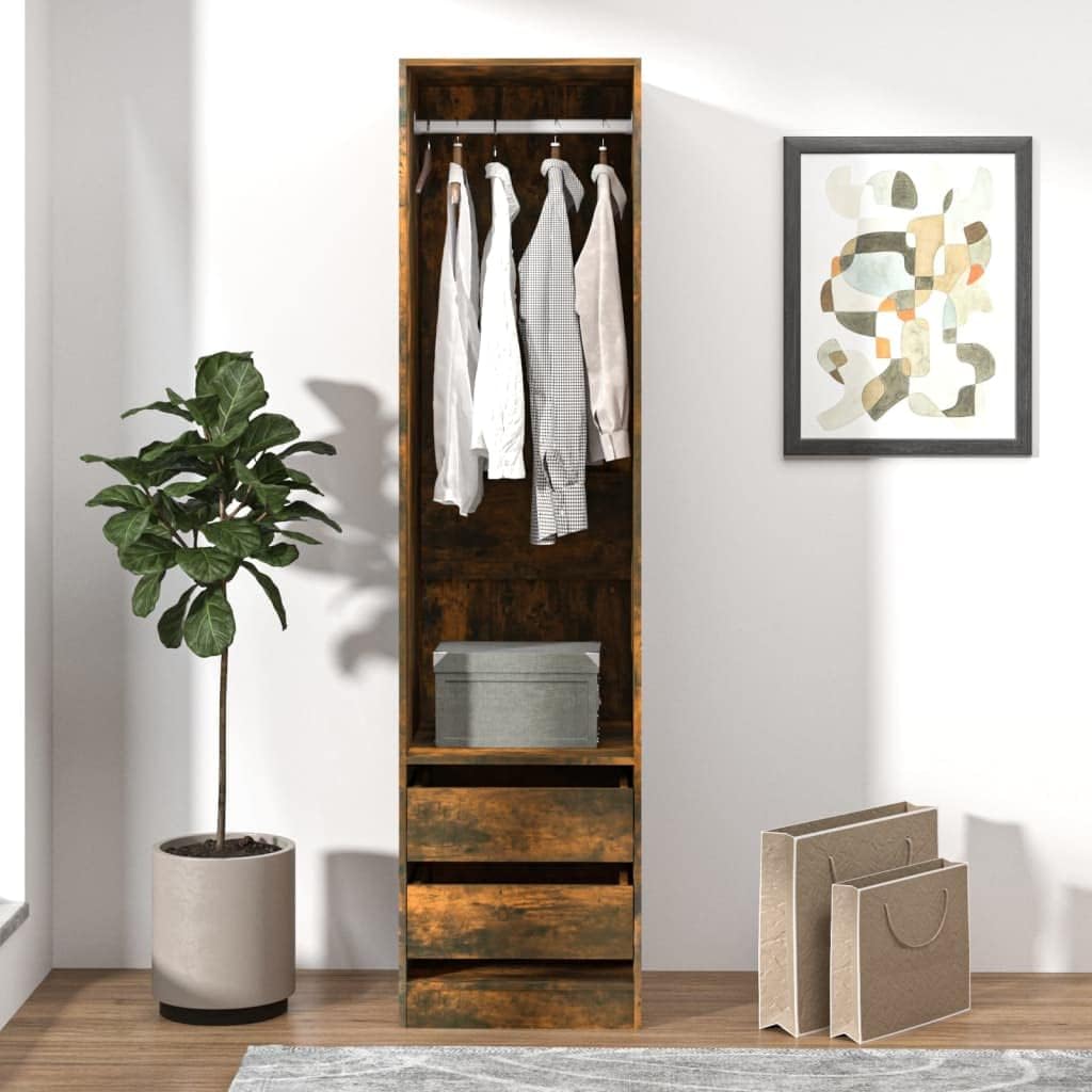 Wardrobe with Drawers Smoked Oak 50x50x200 cm Engineered Wood with Dimensions: 50 x 50 x 200 cm (W x D x H)