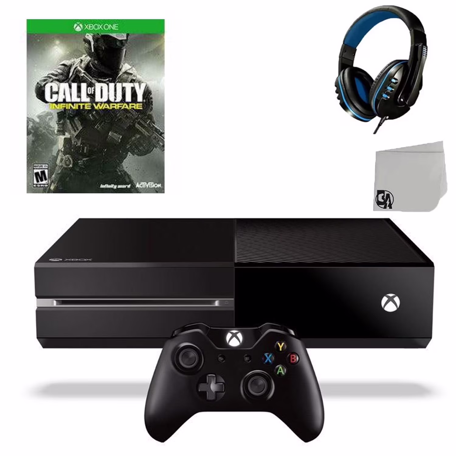 Pre-Owned Microsoft Xbox One Original 500GB Gaming Console Black Headset With Call of Duty Infinite WarFare Game BOLT AXTION ( )