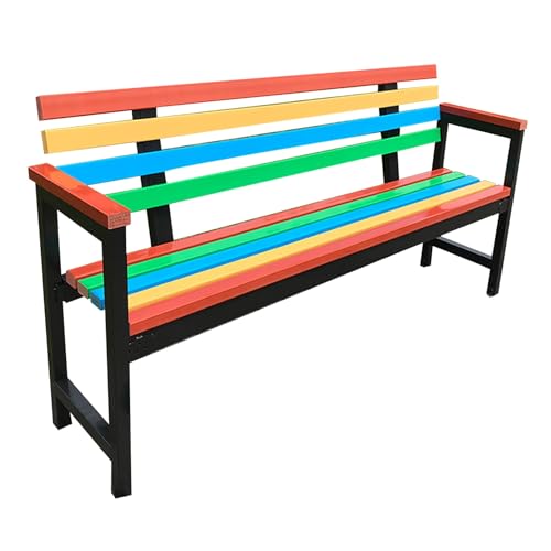 Patio Wooden Bench, Wood Loveseat with Ergonomic Backrest, Curved Armrests, Sloping Seat, Garden Slatted Bench, Ideal for Patio, Park, Porch, Yard, Lawn (Size : 47.2in/120cm)