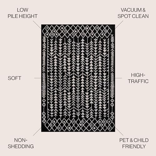 JONATHAN Y MOH210B-28 Ziri Moroccan Geometric Indoor Farmhouse Area-Rug Bohemian Minimalistic Easy-Cleaning Bedroom Kitchen Living Room Non Shedding, 2 X 8, Grey,cream