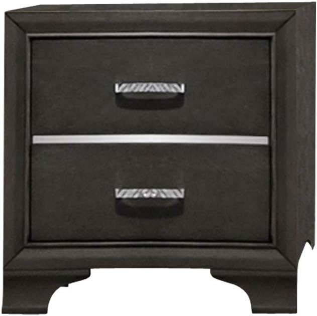 Kings Brand Furniture - Oceana Gray Wood 2 Drawer Nightstand