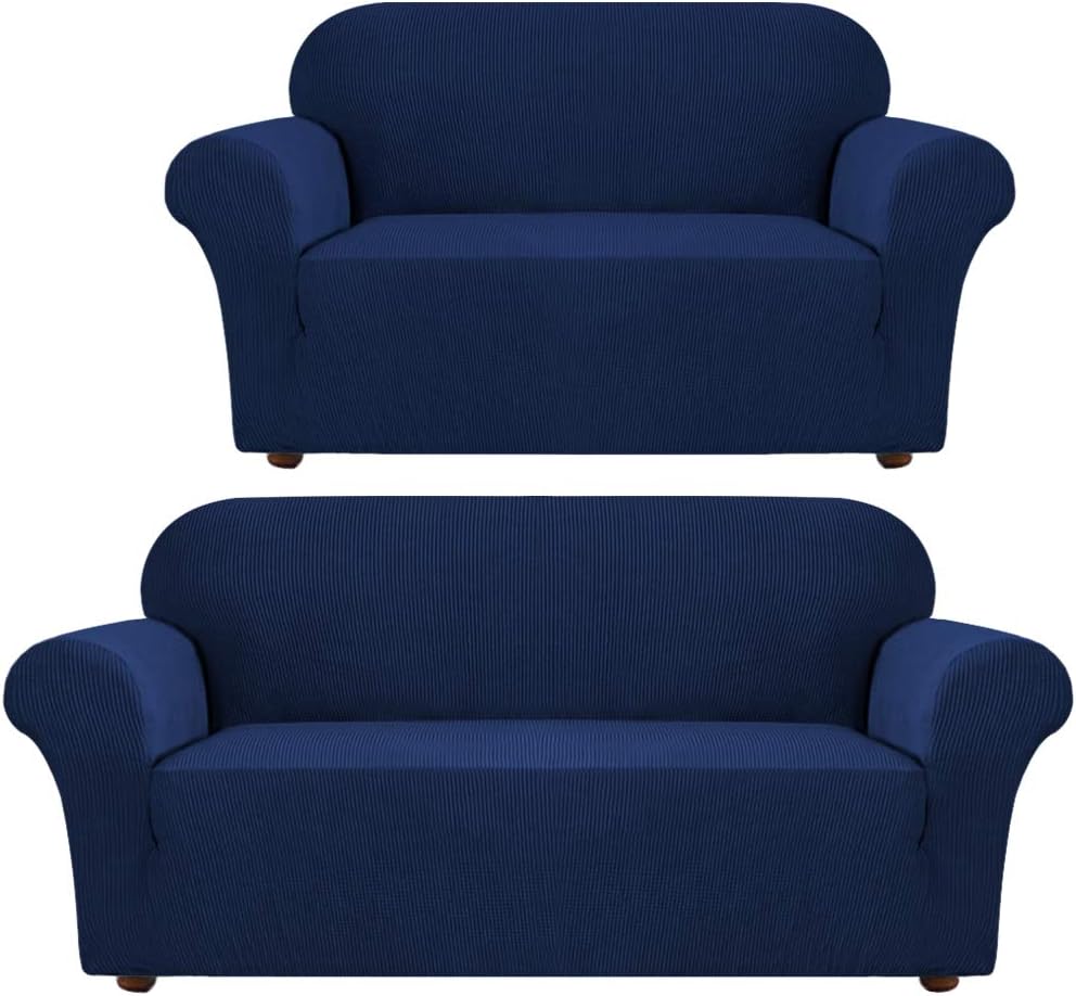 Turquoize Sofa Slipcover Bundle with Loveseat Cover Couch Covers 1 Piece Sofa Covers for 3 Cushion Couch Furniture Protector Navy