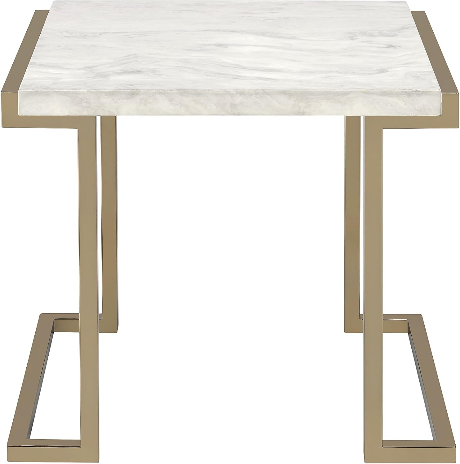 Boice II End Table in Faux Marble & Champagne 82872