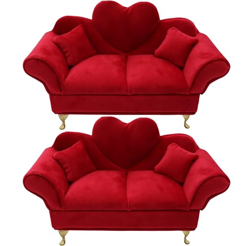 Dollhouse sofa jewelry box 2pcs miniature salon furniture Doll Furniture couch jewelry box 1/6 sofa cushions for dollhouse accessories(Pink A)