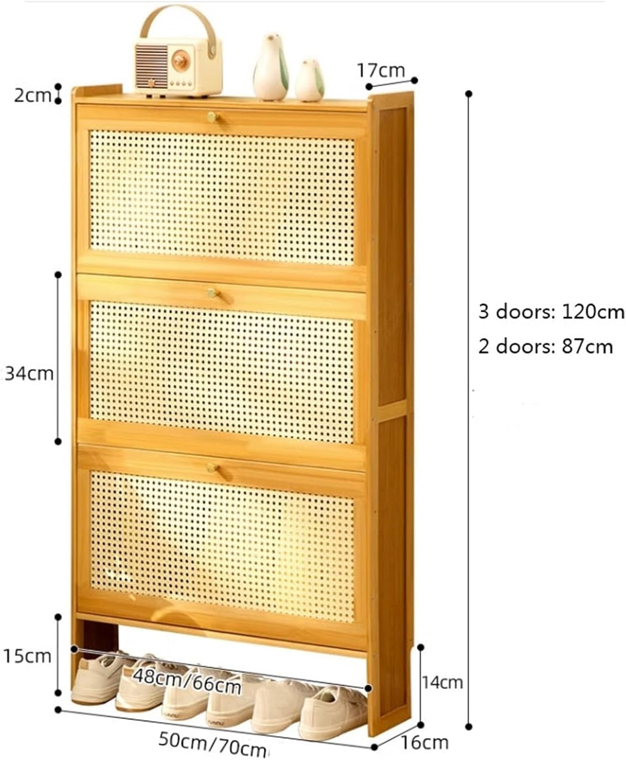 Adjustable Shoe Organizer Slim Shoe Storage Cabinet for Entryway, Shoe Organizer with Flip Drawers, Free Standing Shoe Cabinet for Closet, Hallway, Bedroom Shoe Organizer