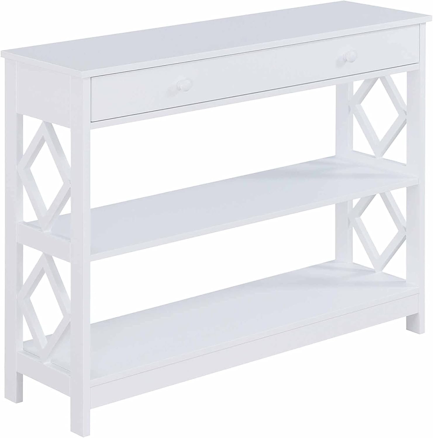 Ergode Diamond 1 Drawer Console Table with Shelves - Stylish, Durable, and Versatile Home Storage and Display Solution