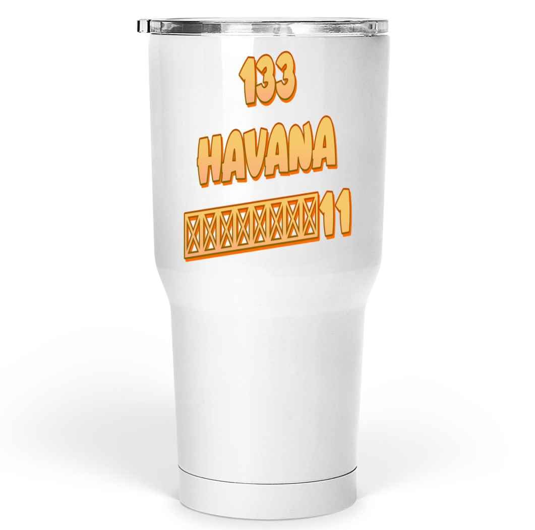 Funny Gift Unique Gift for Havana - Flat Design Idea for Architecture Lovers - Havana City Landscape - 30 Oz White Stainless Steel Large Tumbler