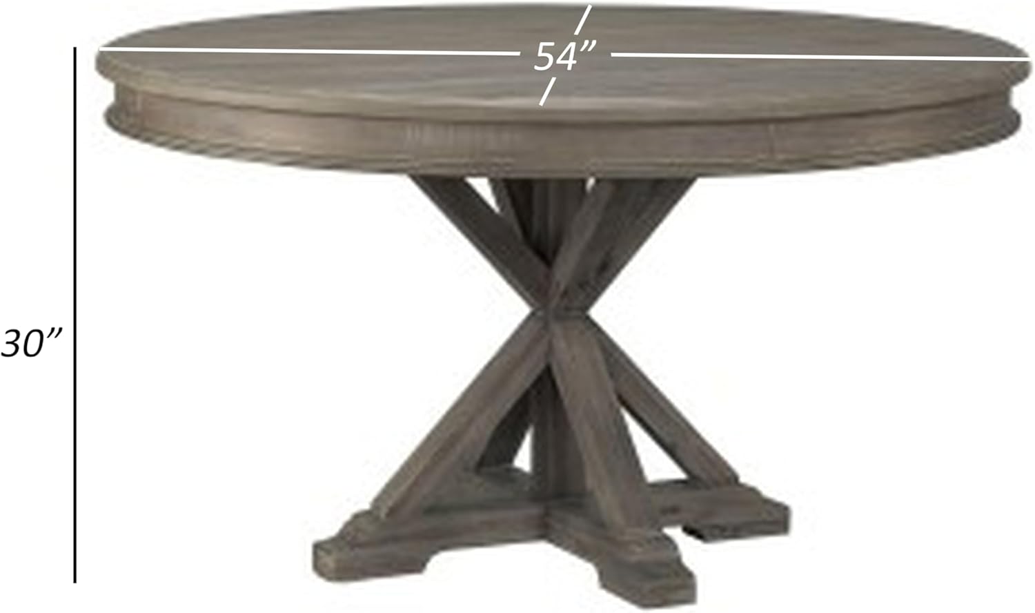 Benjara Berey 54 Inch Dining Table, Round 4 Seater, Driftwood Brown Gray Finish