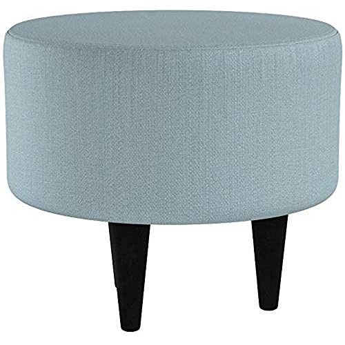 Candice Series Sophia Collection Round Upholstered Ottoman with Espresso Leg Finish, Bay Blue