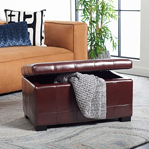 Safavieh Hudson Collection Nolita Leather Small Storage Bench, Cordovan
