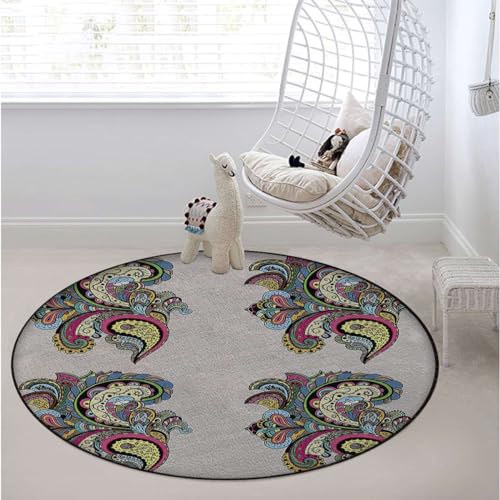 Black White Office Chair Mat for Hardwood Floors Desk Carpet with Anti-Slip Multi-Purpose Low Pile Computer Chair Mat with Animal Abstract Pattern Diameter 59 in, Zebra Design_09350