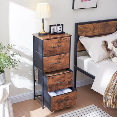 Somdot Tall Dresser for Bedroom with Side Pockets, 6 Drawer Storage Organizer Chest of Drawers with Fabric Bins for Closet Bedside Nursery Living Room Entryway Hallway, Charcoal Grey