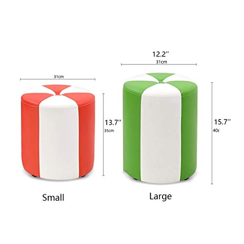 Foot Stools Footrest PU Leather Waterproof Footstool Fashionable Home Round Stool Living Room Tea Table Sofa Stool Small Stool Furniture (Color : Blue+White, Size : Large)