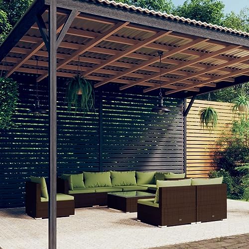 Patio Furniture Sectional Outdoor Patio Couch Apartment Patio Furniture Balcony Table 9 Piece Patio Lounge Set with Cushions Poly Rattan Black Suitable for Flats, Outdoors, Gardens, Terraces