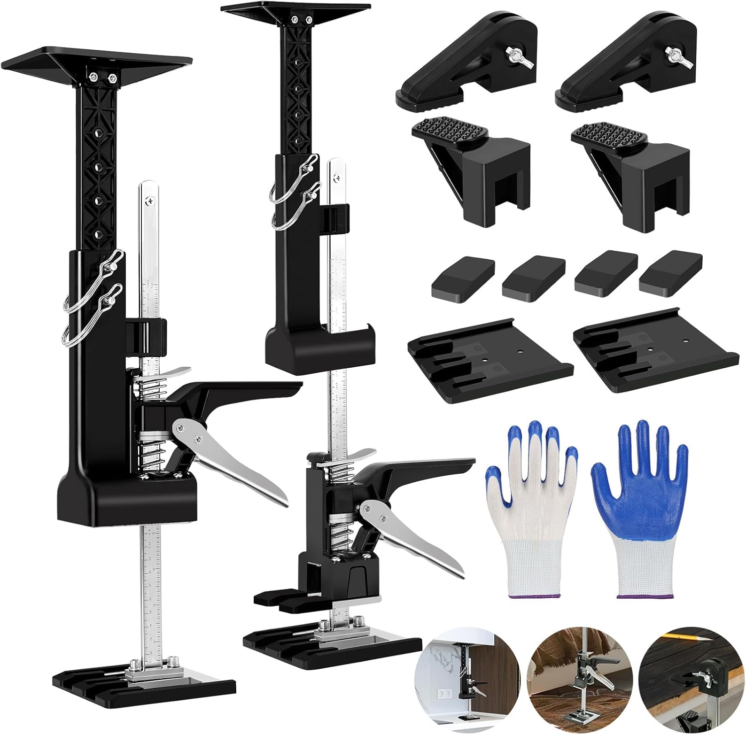 2pcs Hand Lifting Jack Tool - Multifunctional Labor Saving Arm Jack/Cabinet/Drywall/Furniture Jack Lifter Tool/Bed Lifter with Gloves,8 Inches Height Adjustment Third Hand Support System