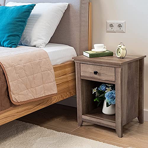 Generic Bedside Table for Bedroom 2 Bedside Tables with USB Ports Wooden Coffee Table in Family Bedroom Rustic Brown for Home Office (Color : with USB Port) (without USB Port)
