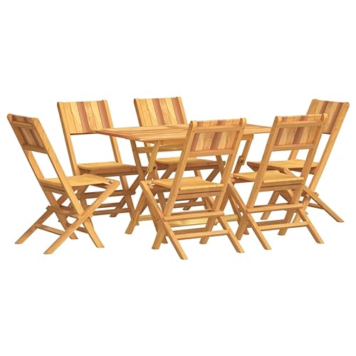 7 Piece Patio Dining Set Solid Wood Teak,Solid Teak Wood Patio Dining Set with Foldable Chairs for Outdoor Comfort Outdoor Furniture Sets, Patio Furniture Sets