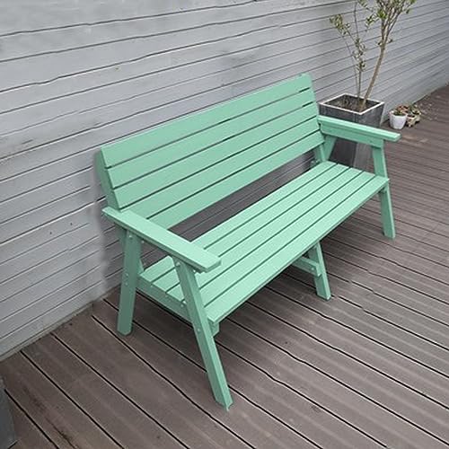 Patio Outdoor Garden Bench, 2-Person Wooden Park Bench, with Backrest and Armrest Loveseat Chair Furniture Comfy Durable and Lightweight, for Yard Balcony Front Porch ( Color : Blue , Size : 120cm/47.
