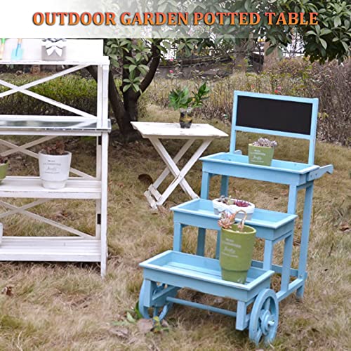 Wooden Outdoor Potting Bench,with Storage Shelf, Patio Garden Work Station Table,Patio and Balcony (Blue 100x51x104cm)