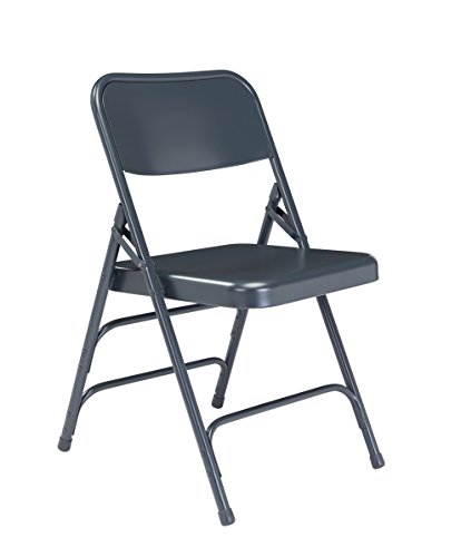 (4 Pack) NPS 300 Series Deluxe All-Steel Triple Brace Double Hinge Folding Chair, Grey