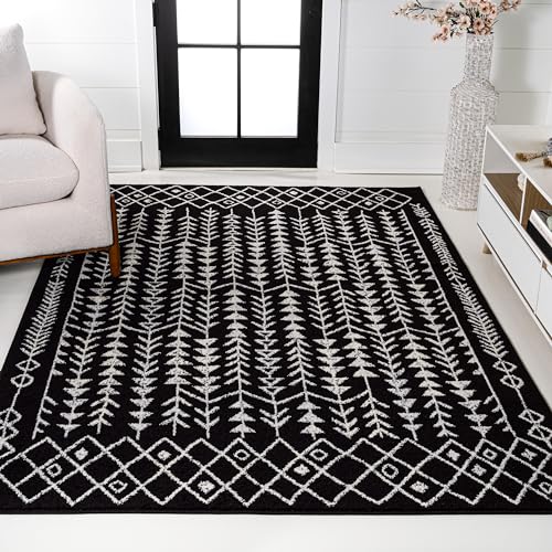 JONATHAN Y MOH210B-28 Ziri Moroccan Geometric Indoor Farmhouse Area-Rug Bohemian Minimalistic Easy-Cleaning Bedroom Kitchen Living Room Non Shedding, 2 X 8, Grey,cream