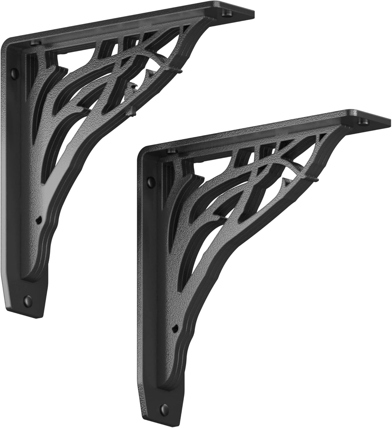 Starby Angel Oak Heavy Duty Shelf Bracket Kit, 8 inch x 8 inch - Set of Two Metal Shelving Brackets - Wood Shelves, Decorative Countertop Corbel and Mantel Mounting Support with Cast Iron Finish