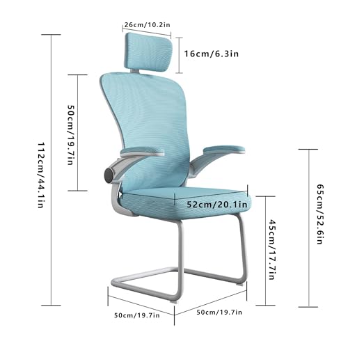 Home Office Task Chair,Gaming Desk Breathable Mesh Small Criss Cross Chair,Flip-up Armrest,NO Wheels Executive,for Study,Working,Executive,living,bedroom,hotel,dining Room (Blue,A)