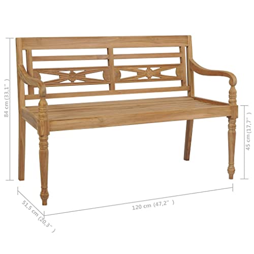 Batavia Bench,Garden Bench Outdoor Bench Patio Bench Suitable for Yards, patios, Gardens, Balconies and terraces with Black Cushion 44.1