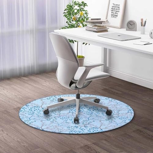 Round Rug 39 in Abstract Flowers Office Chair Mat for Carpets Watercolor Floral Desk Chair Mat with Multi-Purpose Non Slip Computer Desk Mat for Gaming-Rolling Chairs