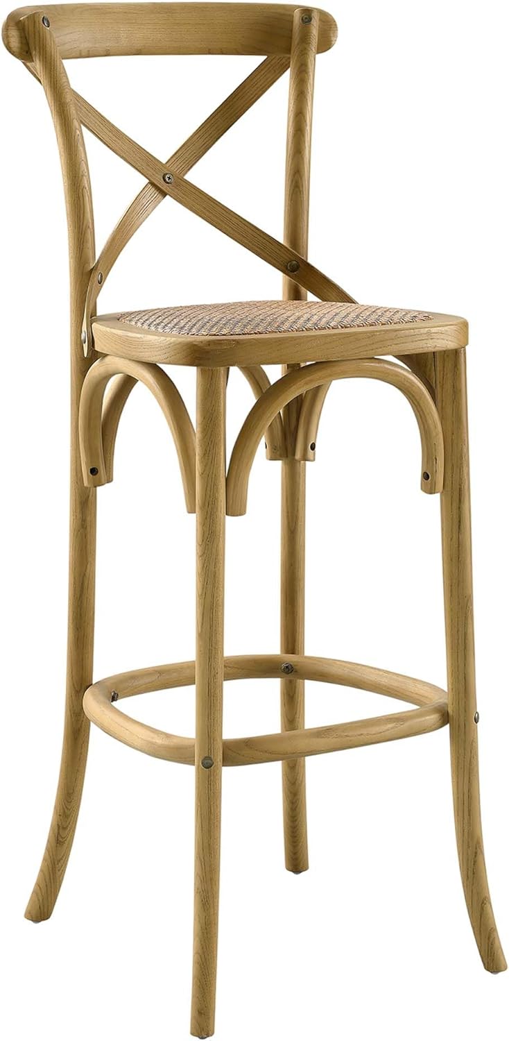 Modway Gear X-Back Wood Fully Assembled Bar Stool in Natural