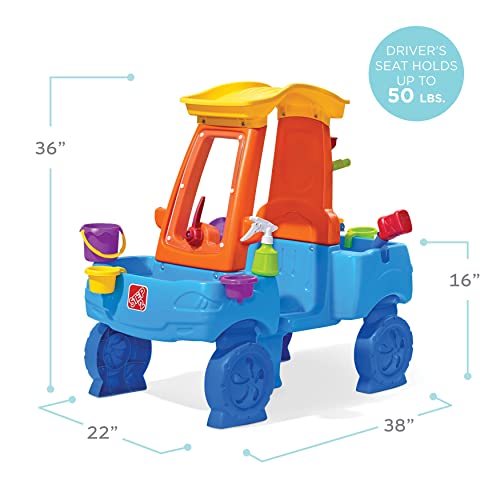 Step2 Car Wash Splash Center for Kids, Indoor and Outdoor Kids Sensory Water Table, Pretend Play Car Wash Toy, Toddlers 3+ Years Old, Easy Assembly, Blue and Orange