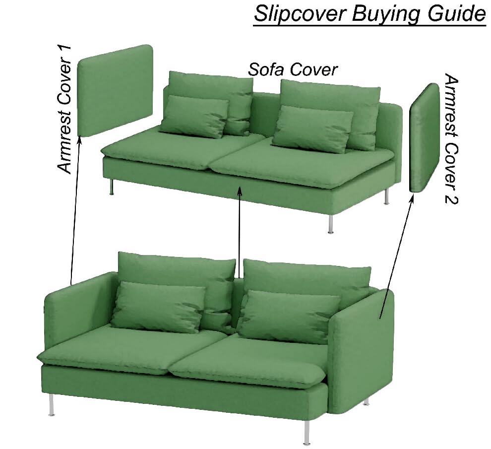 Durable Velvet Fabric Sofa Cover Compatible with IKEA SODERHAMN Couch Slipcover. Sofa Not Included! (Velvet Light Green, Chaise)