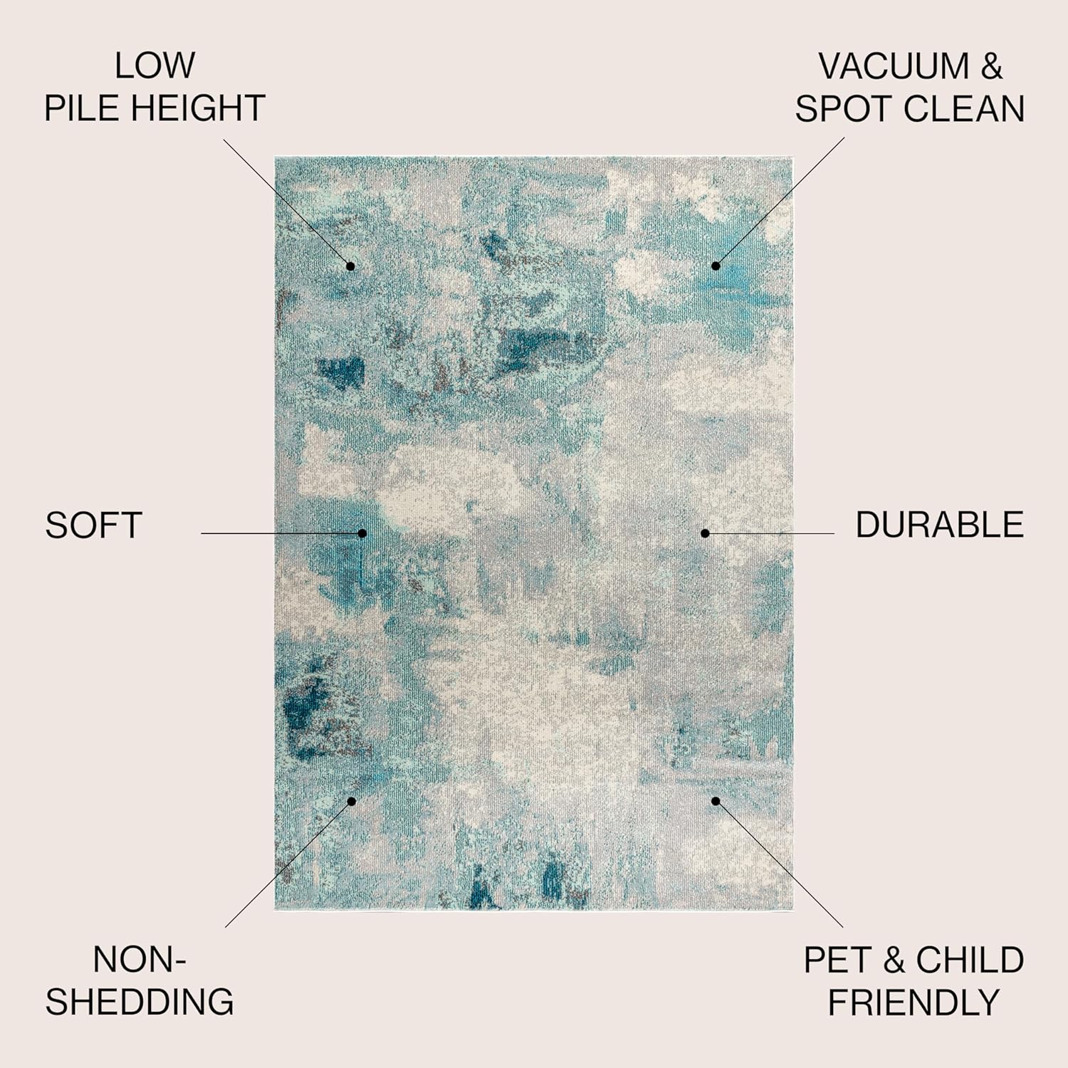 JONATHAN Y CTP104A-6R Contemporary POP Modern Abstract Vintage 6' Round Area -rug, Transitional, Bohemian, Vintage, Non Shedding, Easy -cleaning, Office, Living Room, Dining Room, Bedroom, Cream/Blue